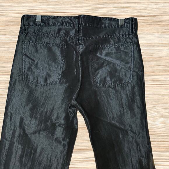 Zara NEW Black Wide Leg Jeans Sz 6/30 Womens Cotton Waxed or Silky Wash Unique - Picture 4 of 9